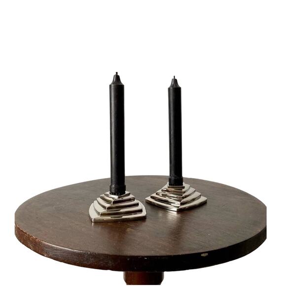 None and/or Unknown Other - Mid-Century Modern Silver Plated Candle Holders